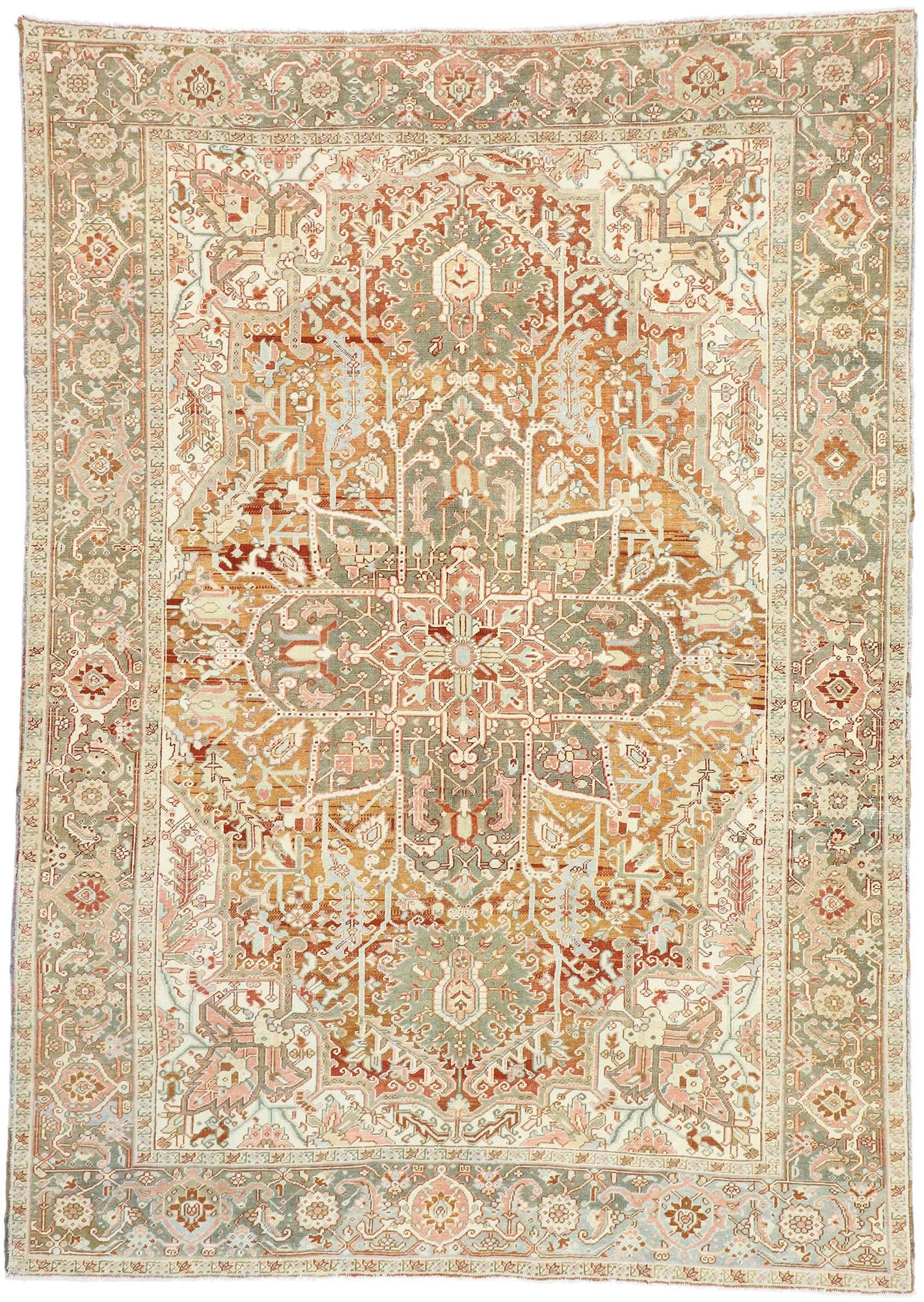 8 x 12 Antique Persian Heriz Rug 52667