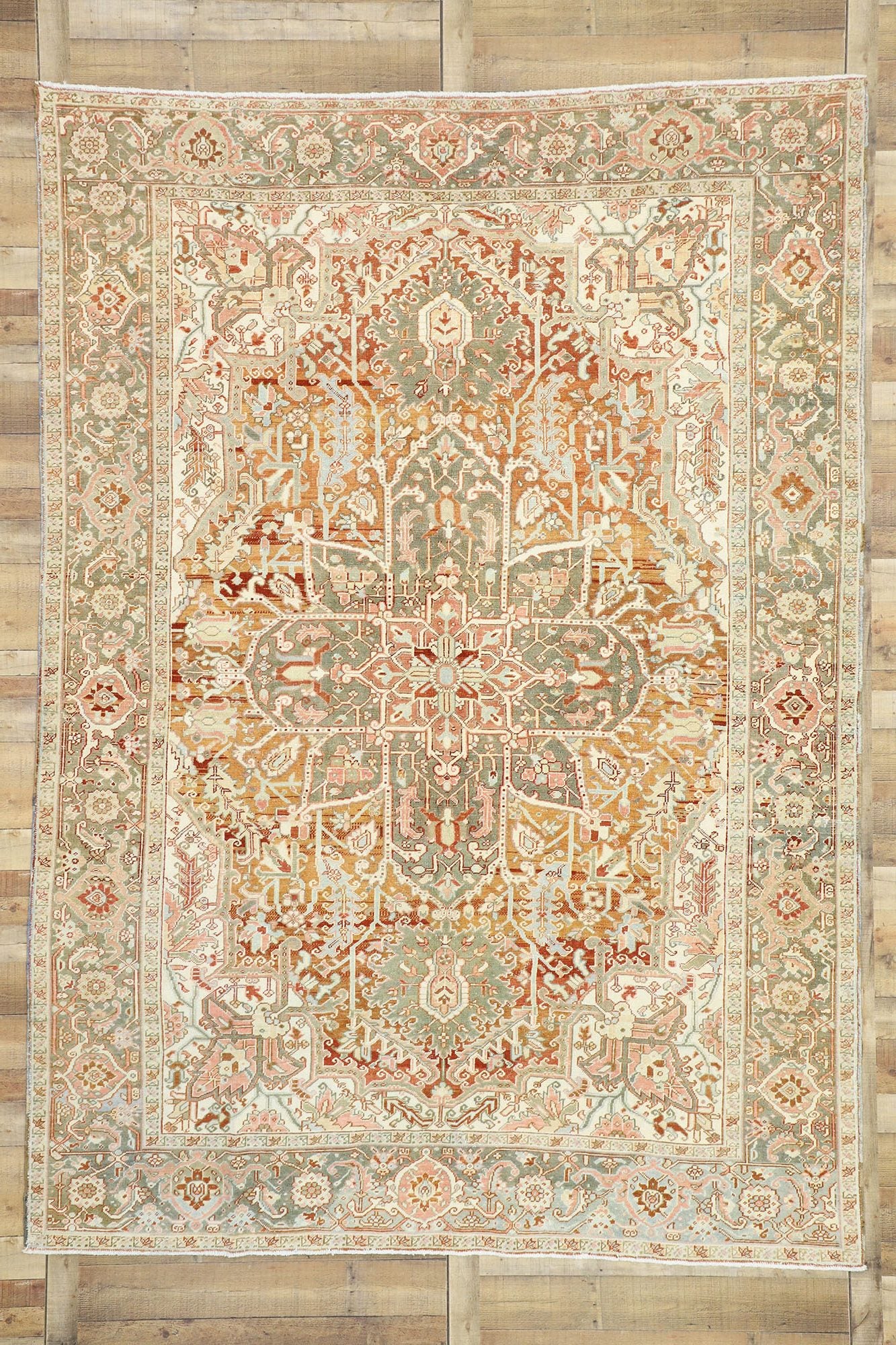 8 x 12 Antique Persian Heriz Rug 52667