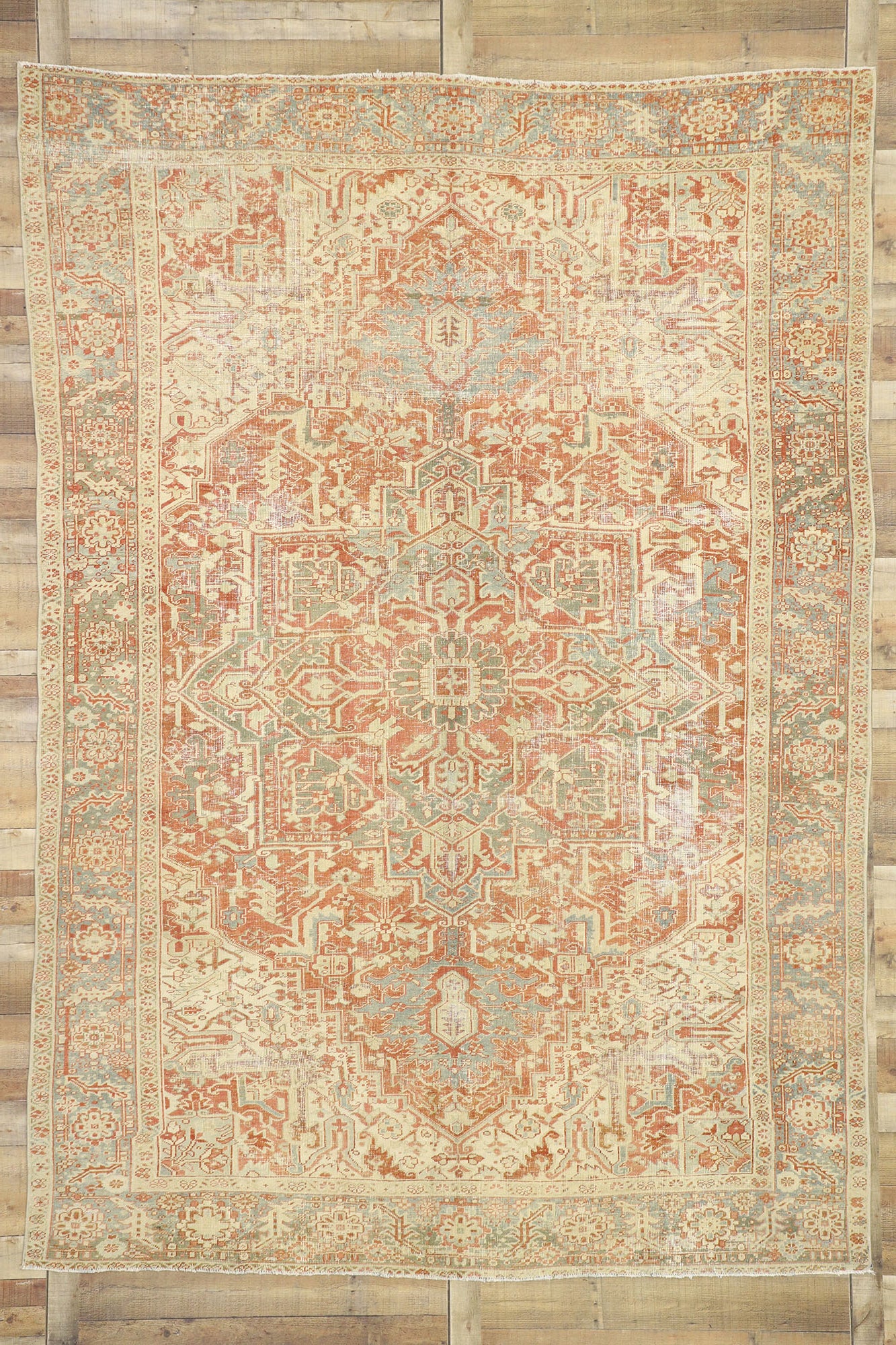 8 x 12 Antique Persian Heriz Rug 52668