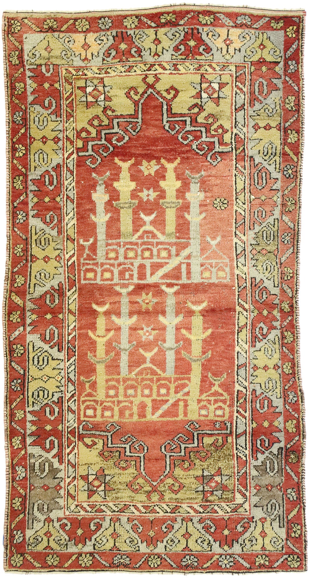 3 x 6 Vintage Turkish Oushak Prayer Rug 52700