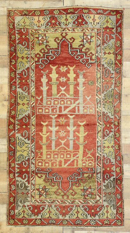 3 x 6 Vintage Turkish Oushak Prayer Rug 52700