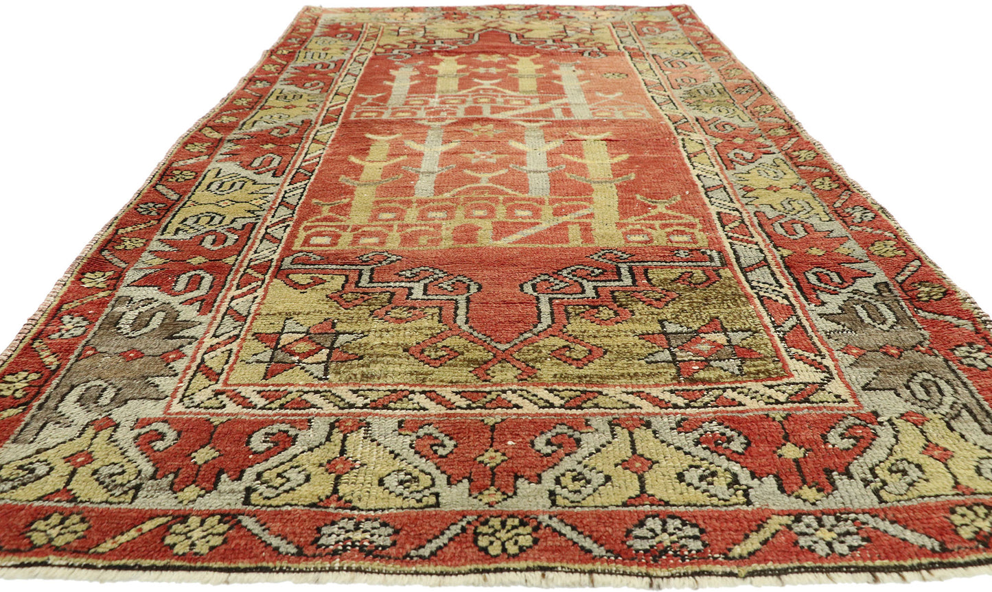 3 x 6 Vintage Turkish Oushak Prayer Rug 52700