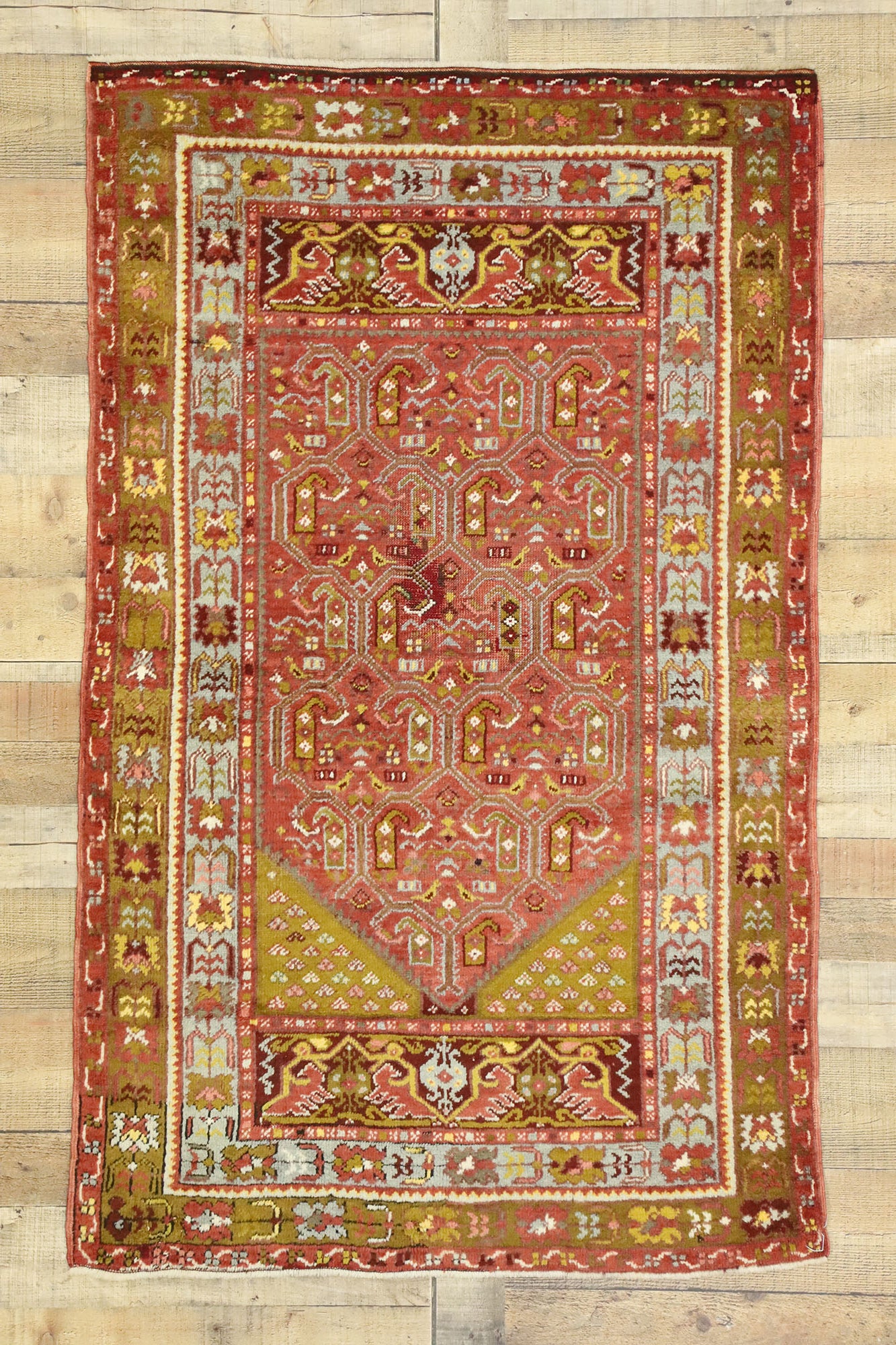 3 x 5 Vintage Turkish Oushak Prayer Rug 52705