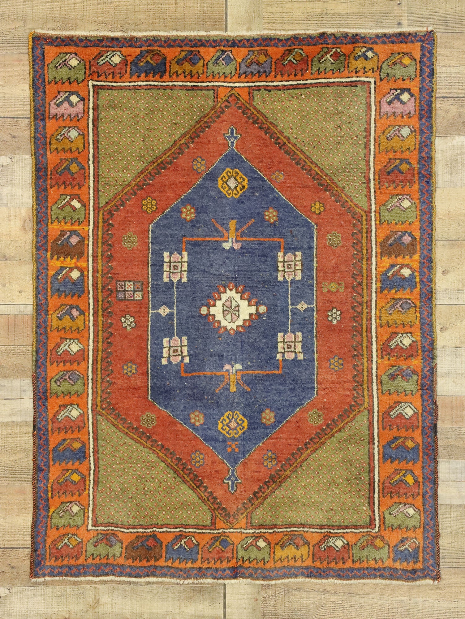 3 x 5 Vintage Turkish Oushak Rug 52715