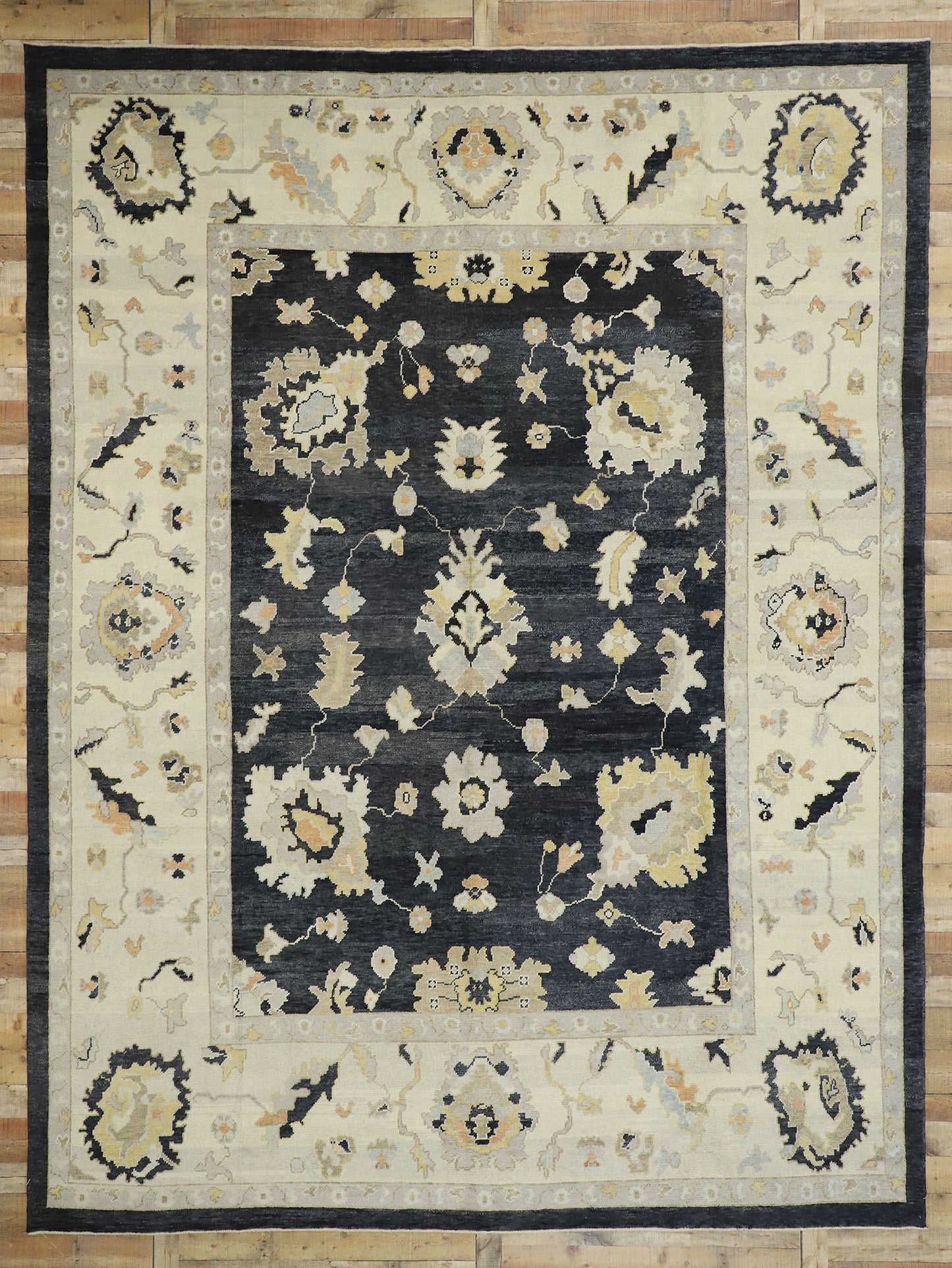 11 x 15 Black Turkish Oushak Rug 52737