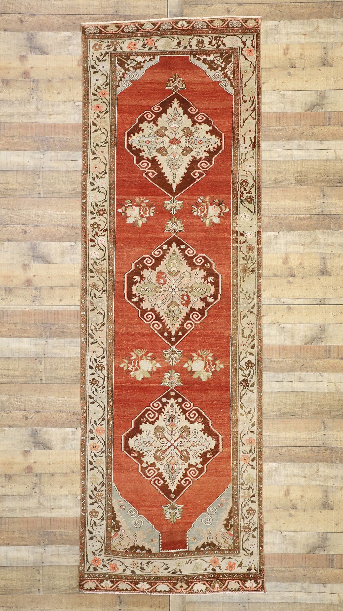 4 x 11 Vintage Turkish Oushak Rug 52739