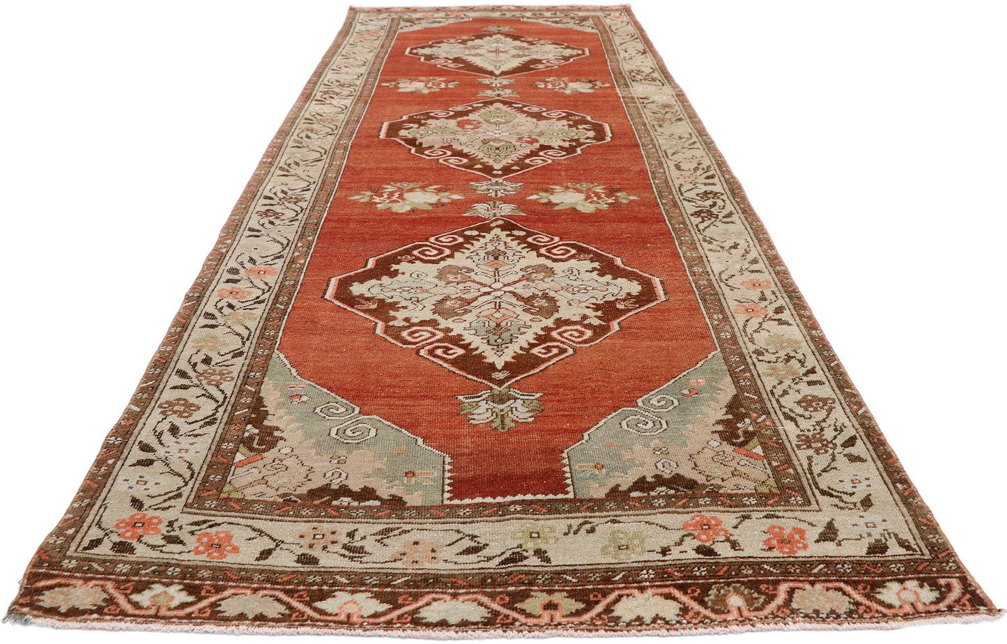 4 x 11 Vintage Turkish Oushak Rug 52739