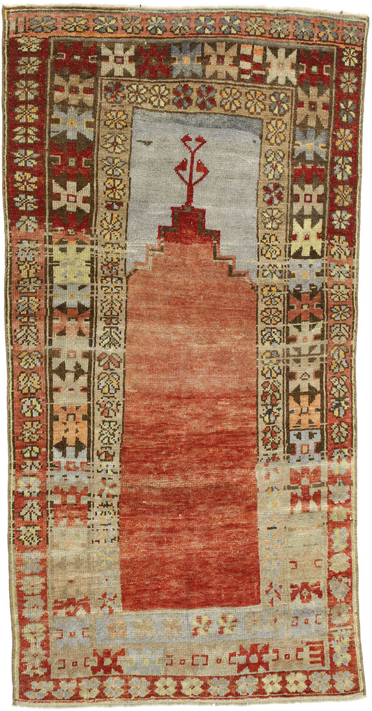 3 x 6 Vintage Turkish Oushak Prayer Rug 52748