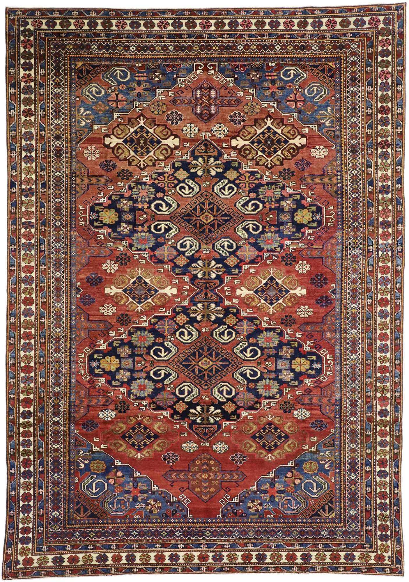 8 x 11 Antique Russian Caucasian Rug 52750