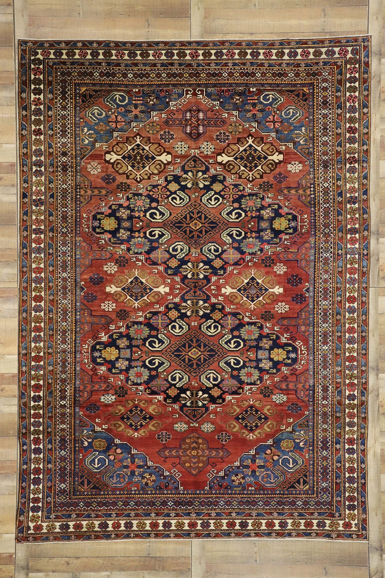 8 x 11 Antique Russian Caucasian Rug 52750