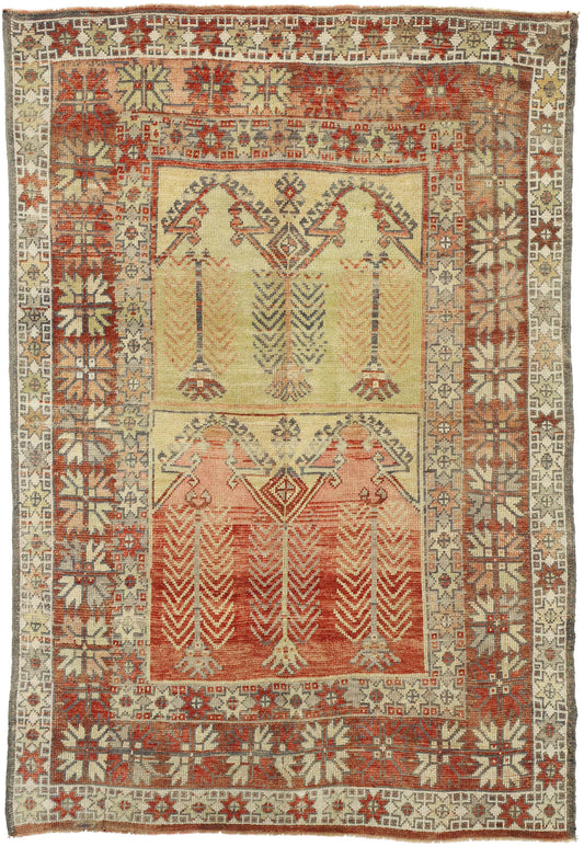 5 x 7 Vintage Turkish Oushak Prayer Rug 52755