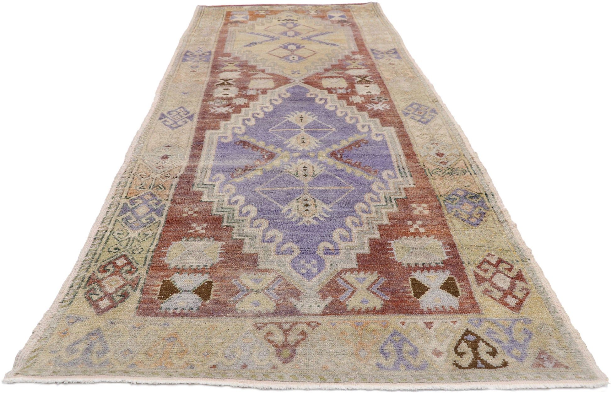 4 x 11 Vintage Turkish Oushak Rug 52757