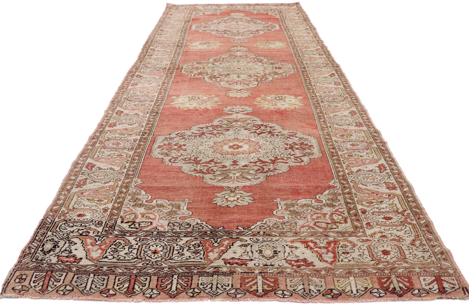 4 x 12 Vintage Turkish Oushak Runner 52759