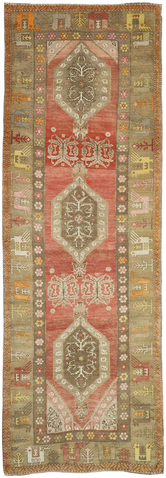 5 x 14 Vintage Turkish Oushak Runner 52760