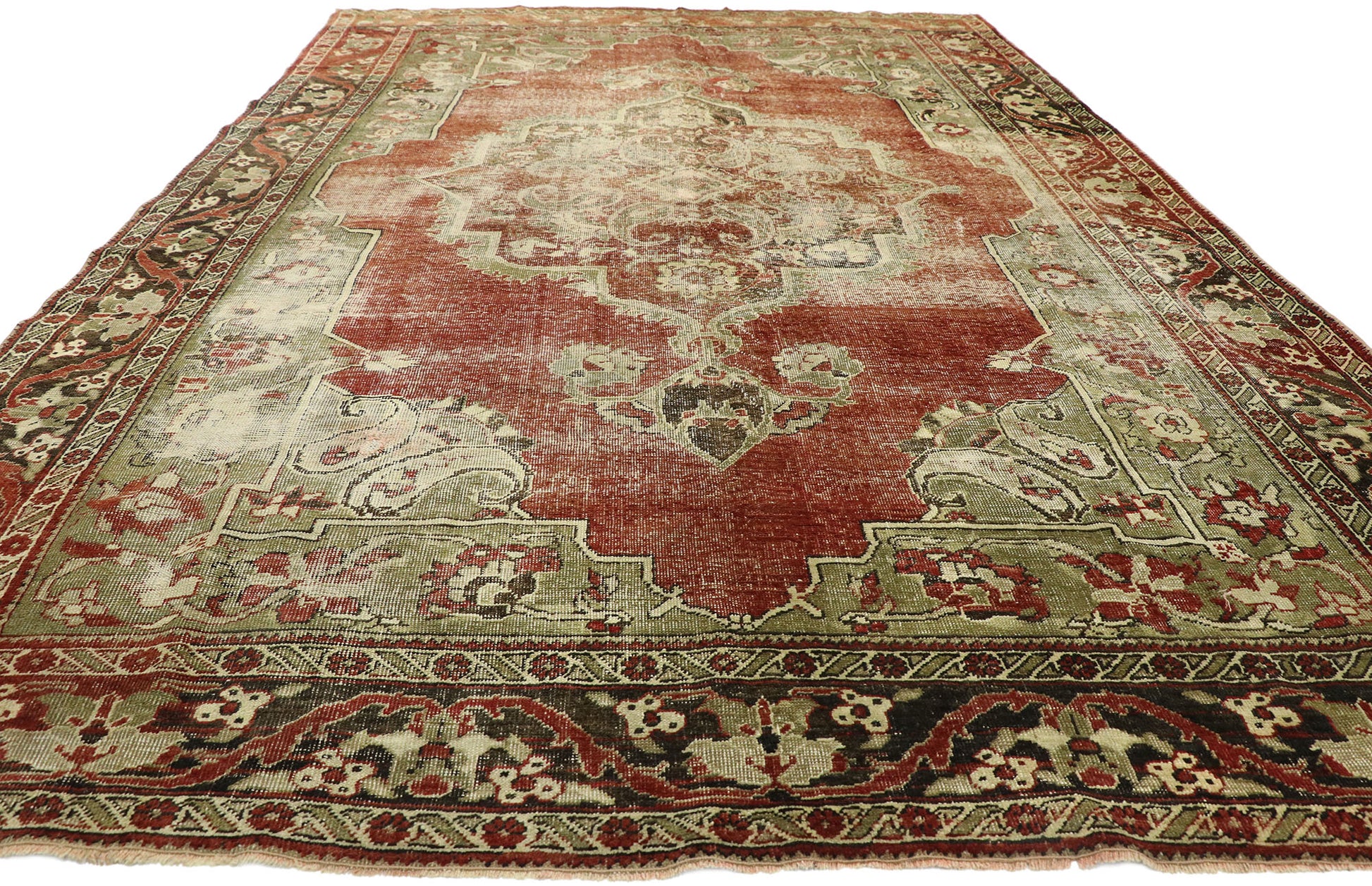 7 x 11 Vintage Turkish Oushak Rug 52768