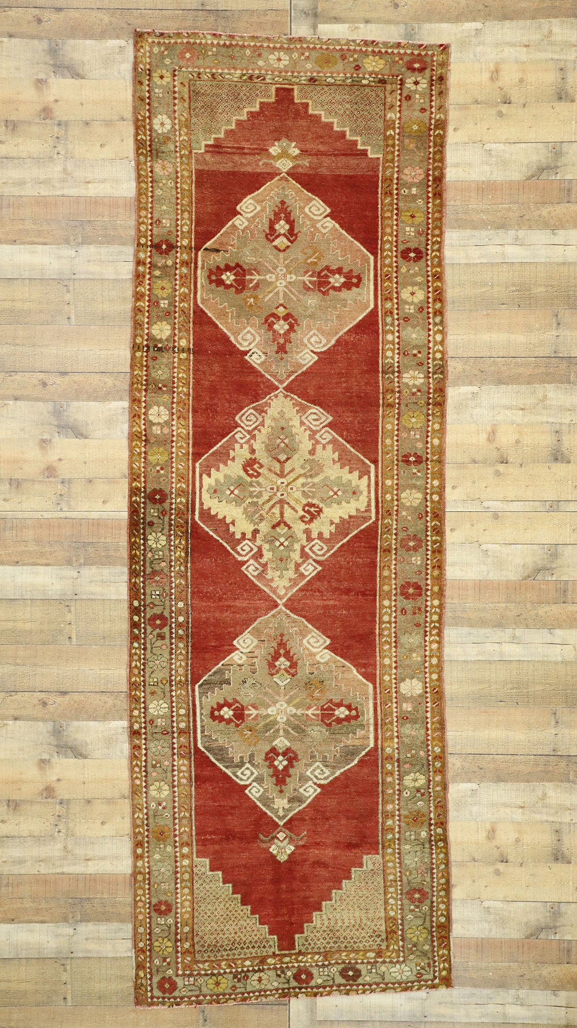 4 x 11 Vintage Turkish Oushak Rug 52769