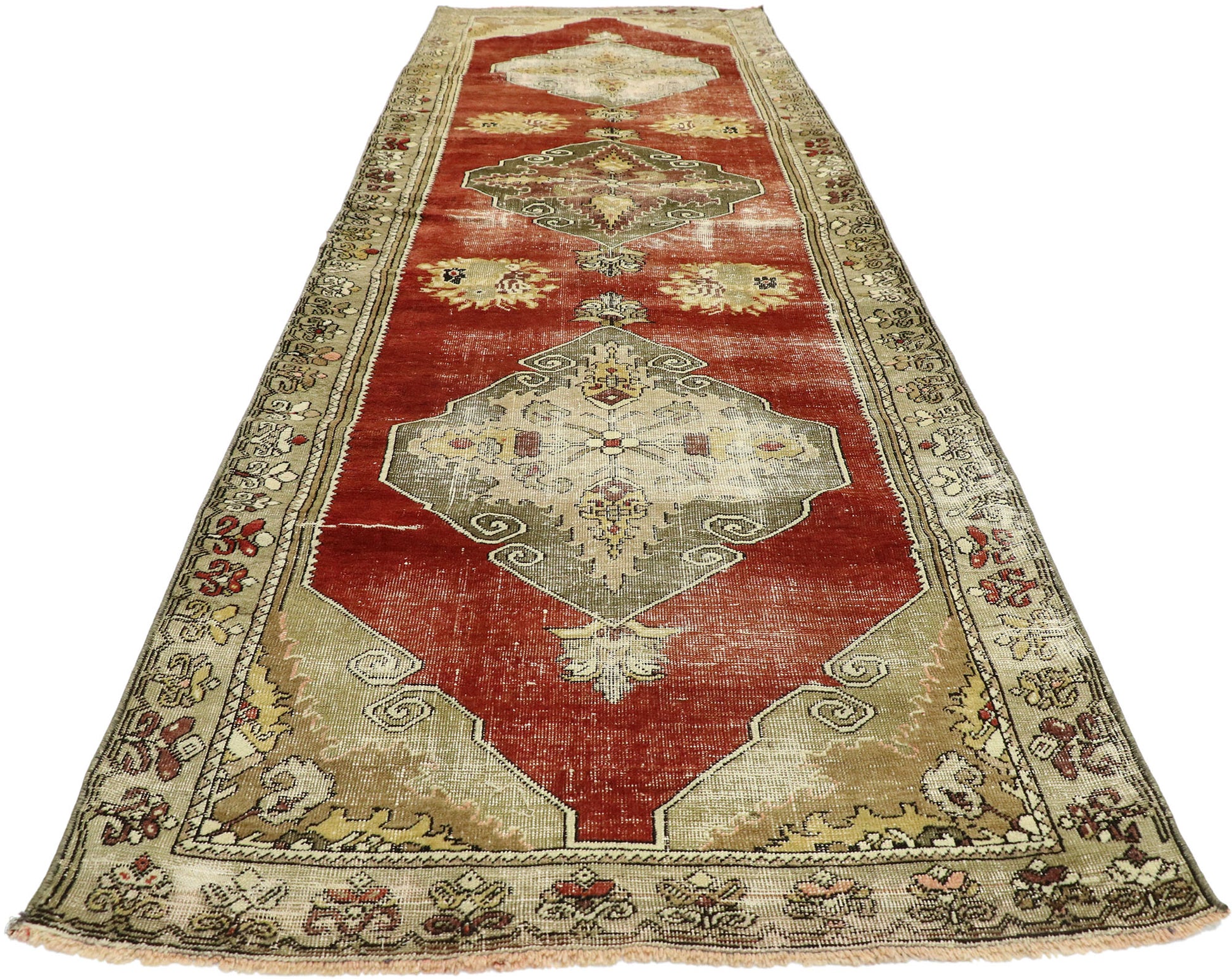 3 x 10 Vintage Turkish Oushak Runner 52772