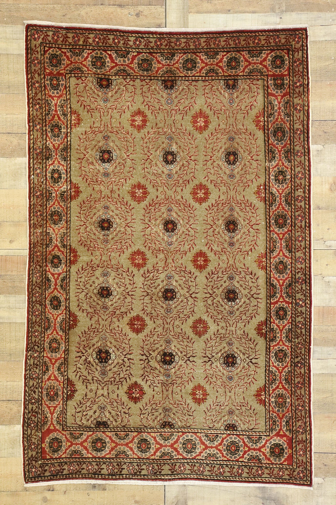 4 x 6 Vintage Turkish Oushak Rug 52774
