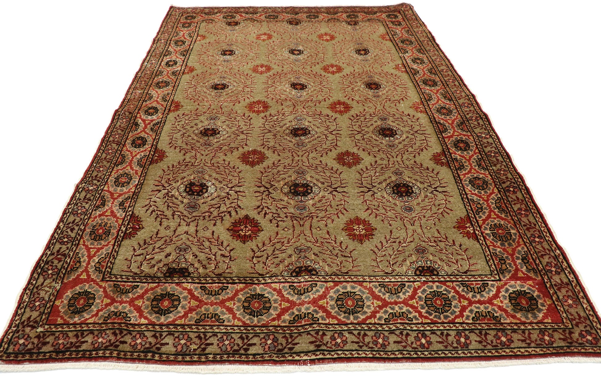 4 x 6 Vintage Turkish Oushak Rug 52774
