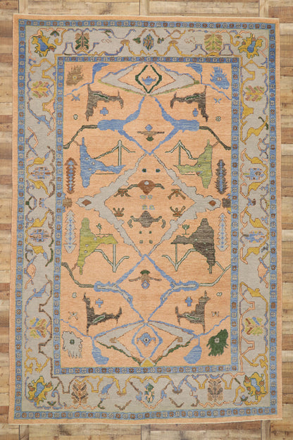 9 x 14 Colorful Turkish Oushak Rug 52786