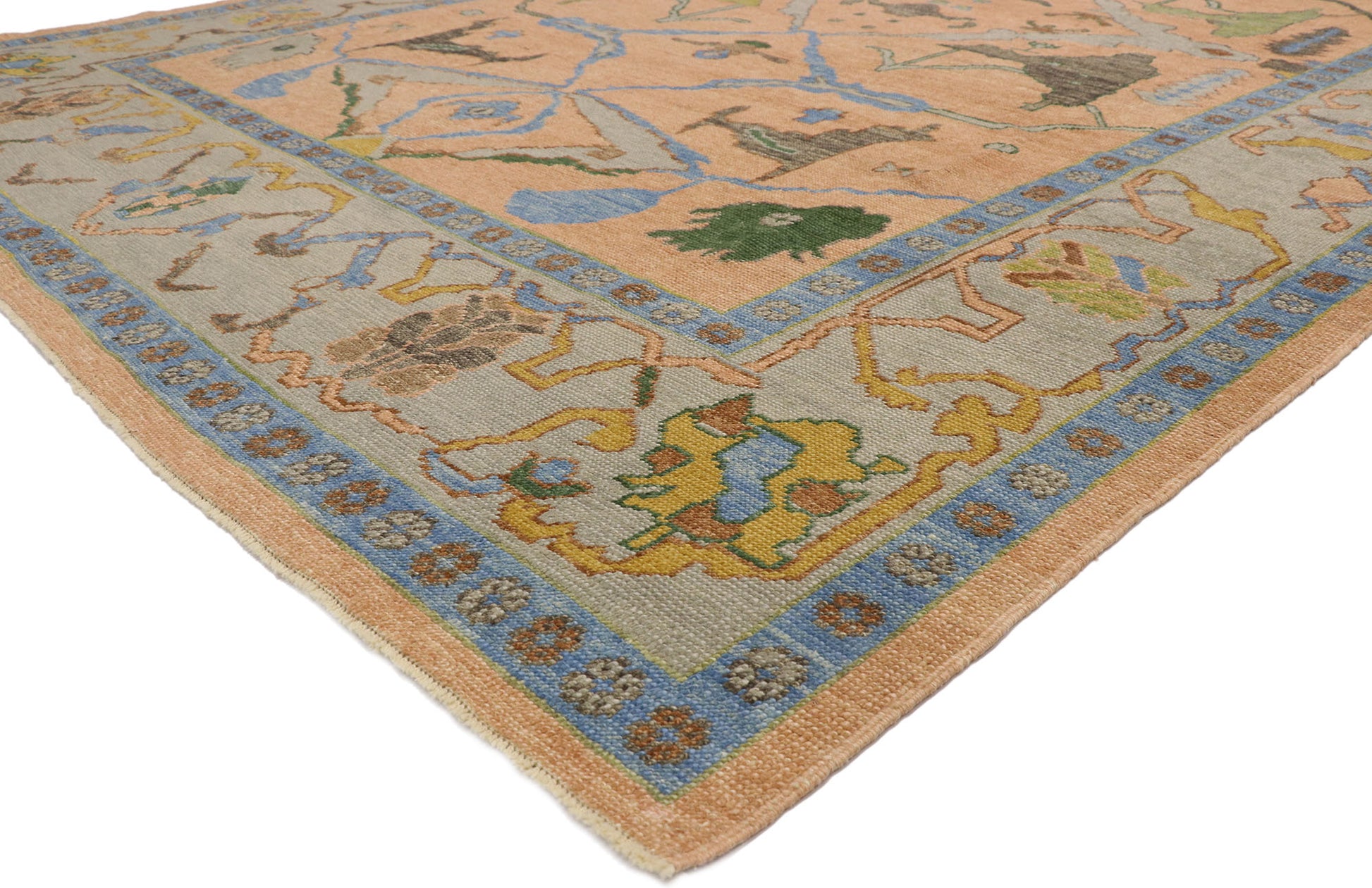 9 x 14 Colorful Turkish Oushak Rug 52786