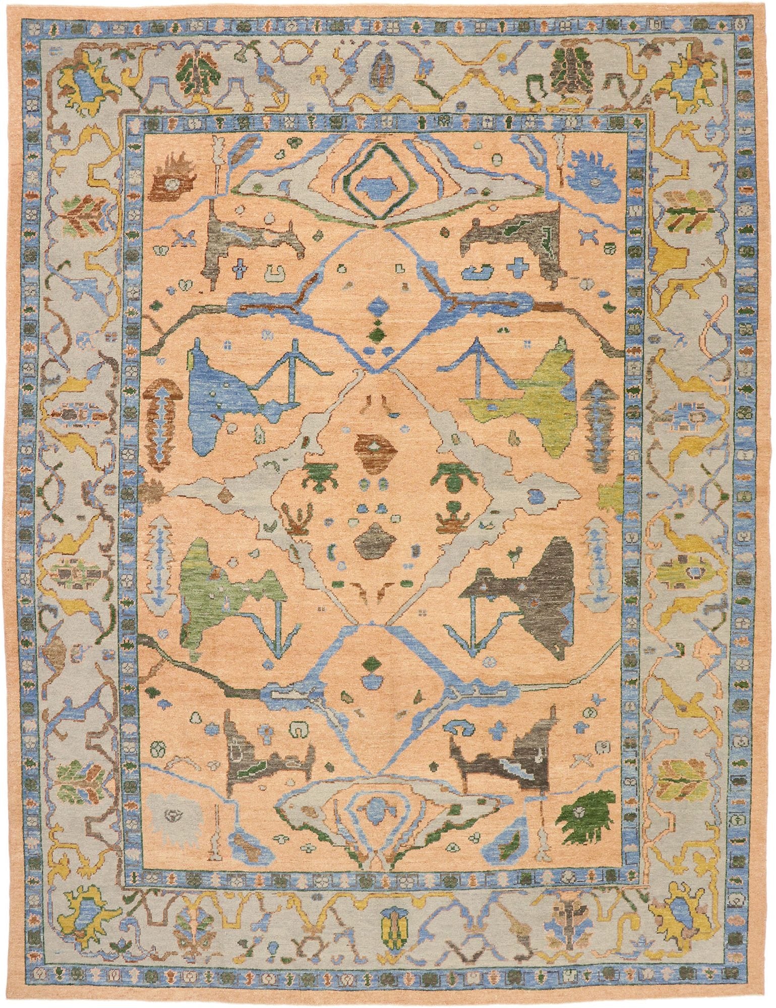 11 x 14 Contemporary Turkish Oushak Rug 52787