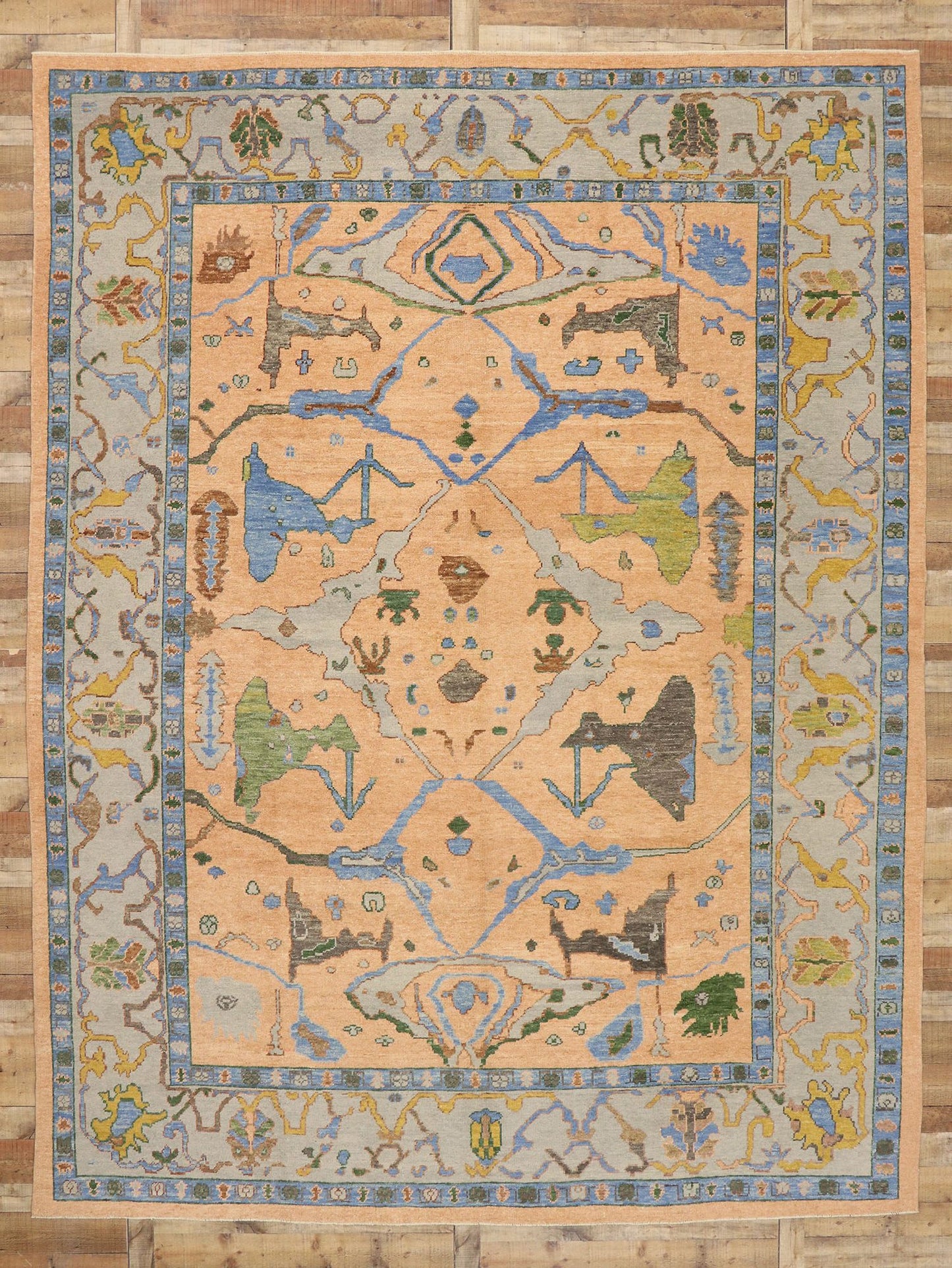 11 x 14 Contemporary Turkish Oushak Rug 52787