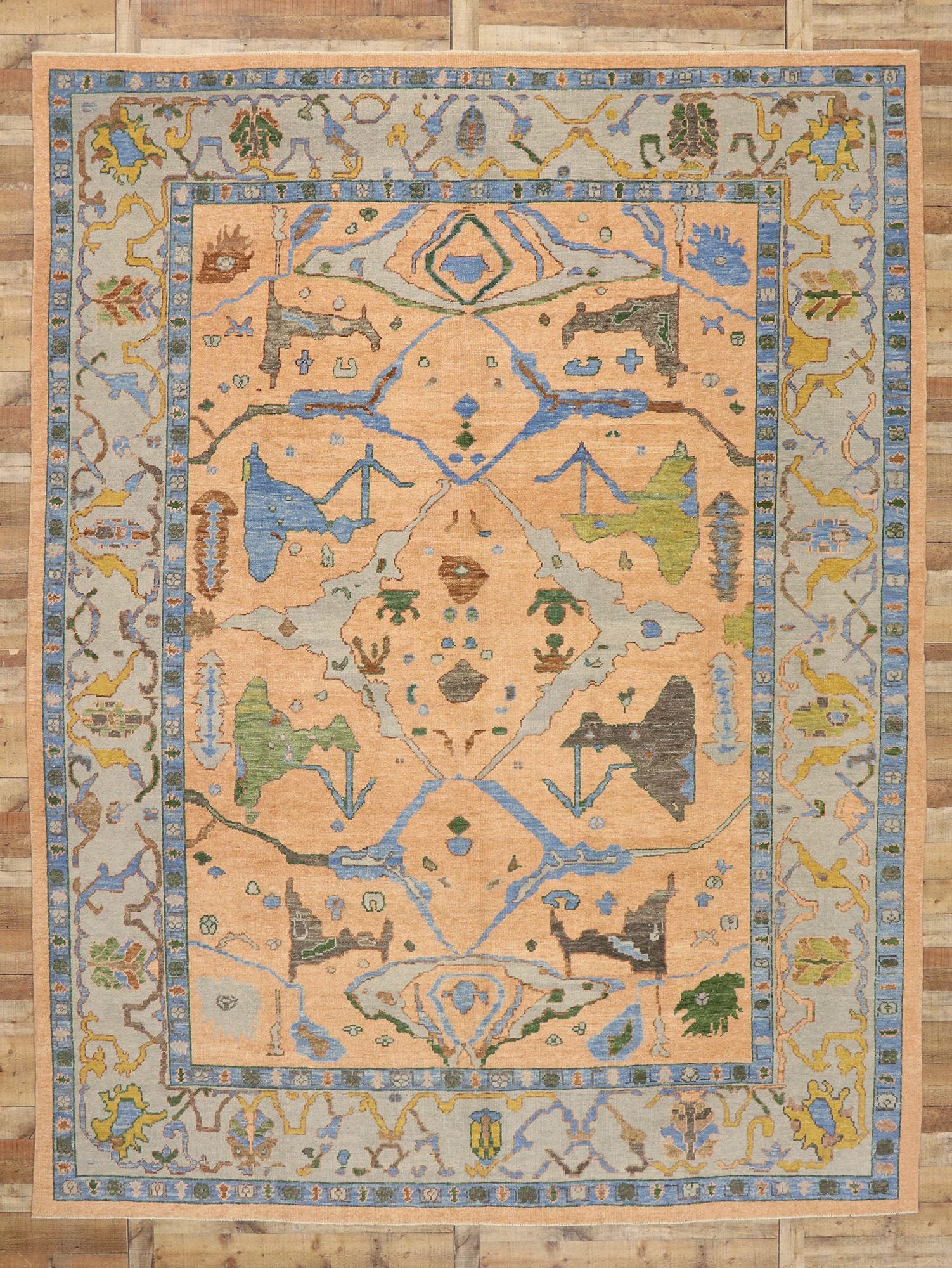 11 x 14 Contemporary Turkish Oushak Rug 52787