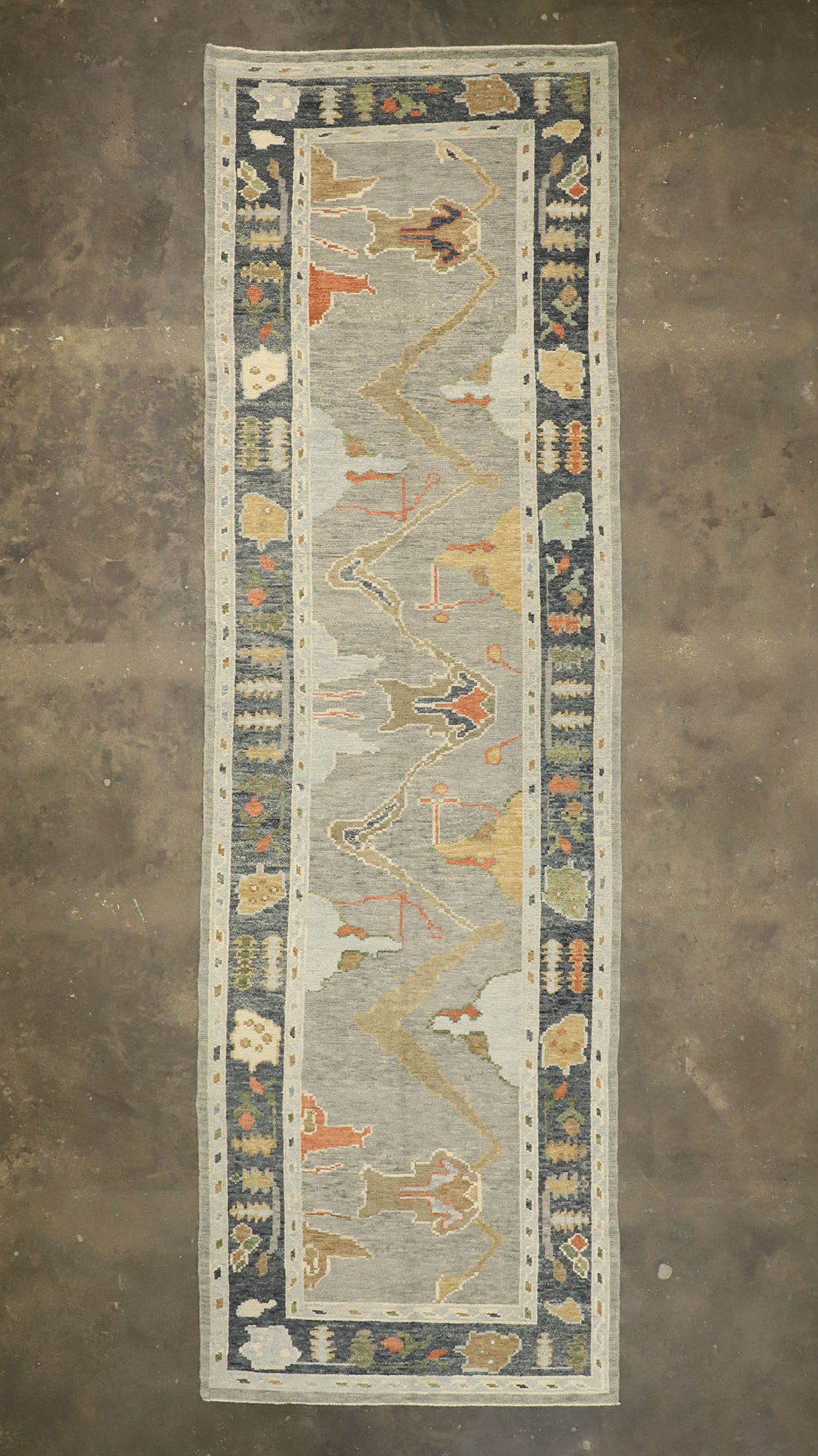 5 x 17 Contemporary Turkish Oushak Rug 52788