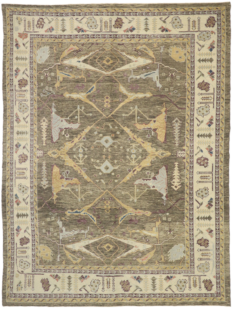 10 x 13 Earth-Tone Turkish Oushak Rug 52791