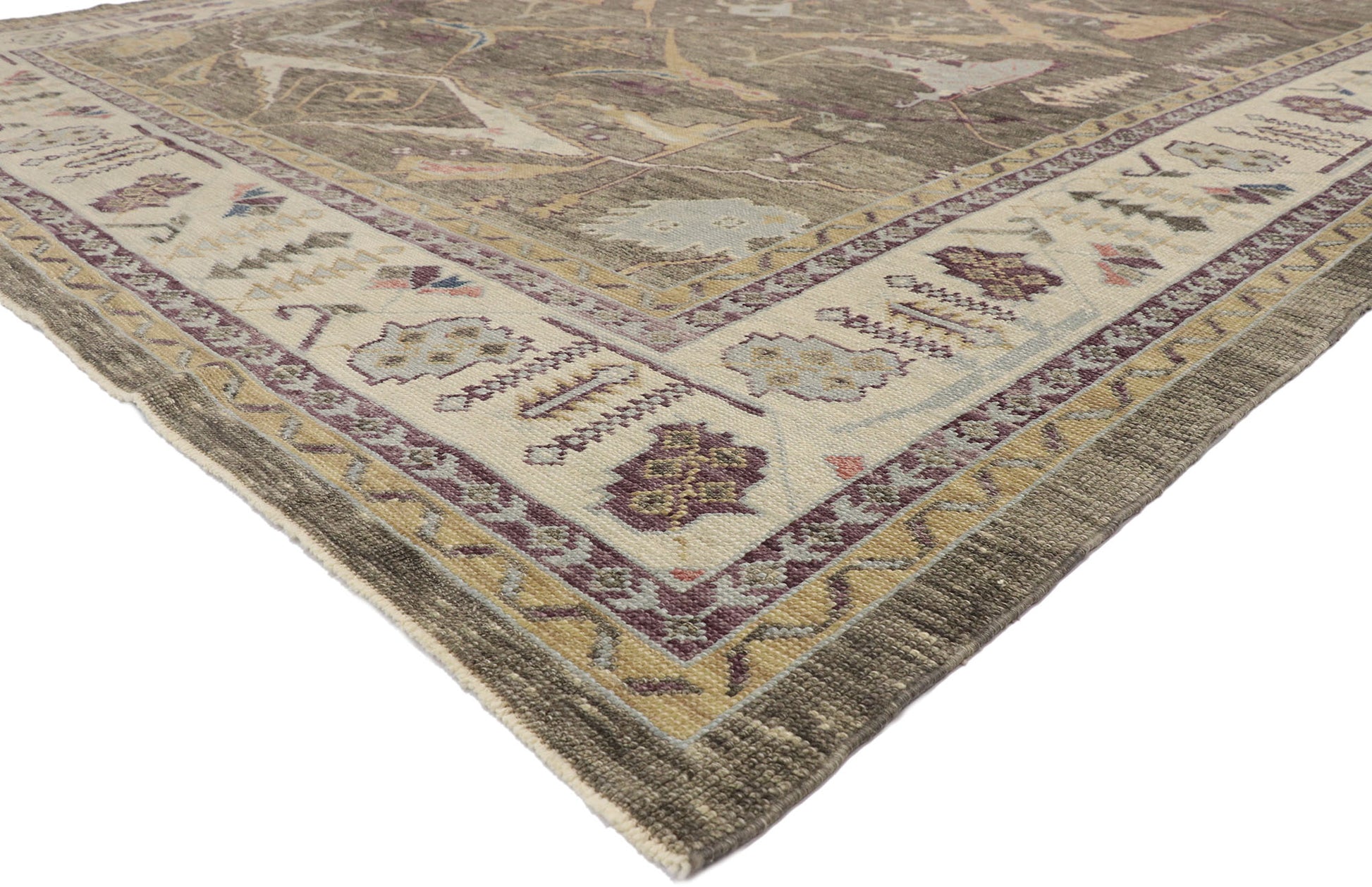 10 x 13 Earth-Tone Turkish Oushak Rug 52791
