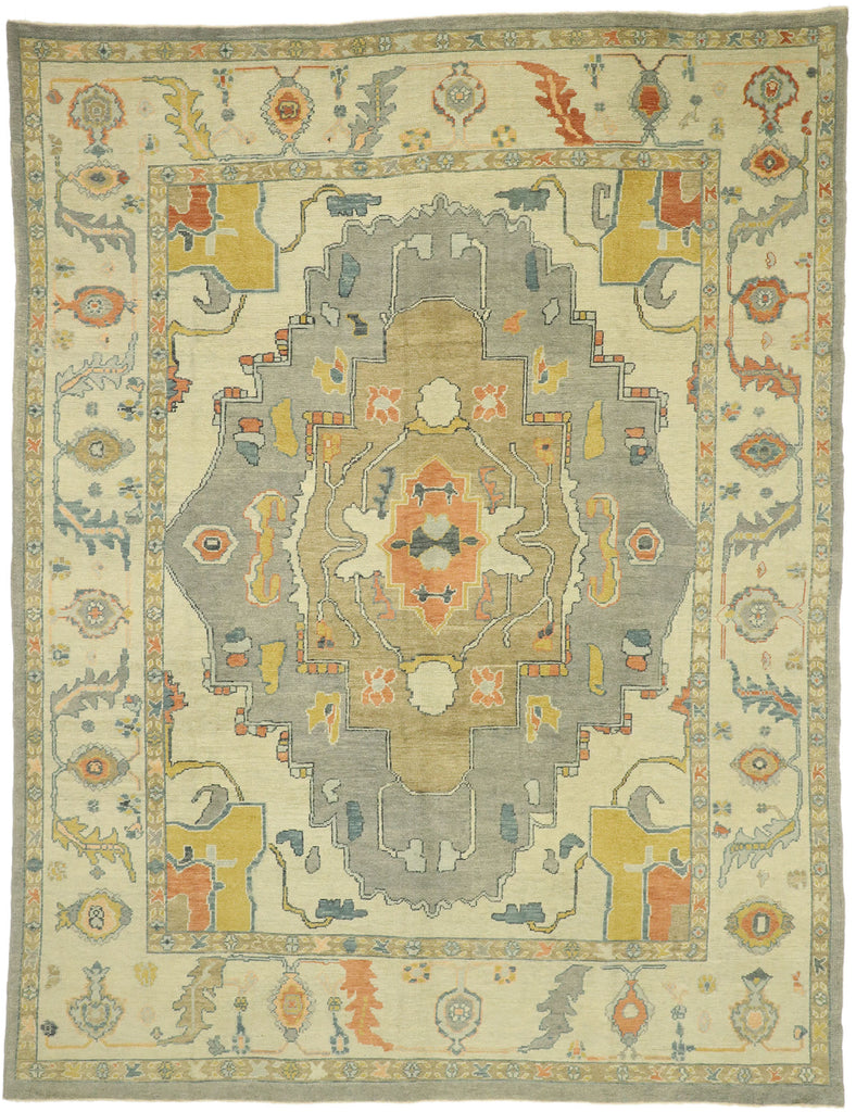 10 x 13 Earth-Tone Turkish Oushak Rug 52800