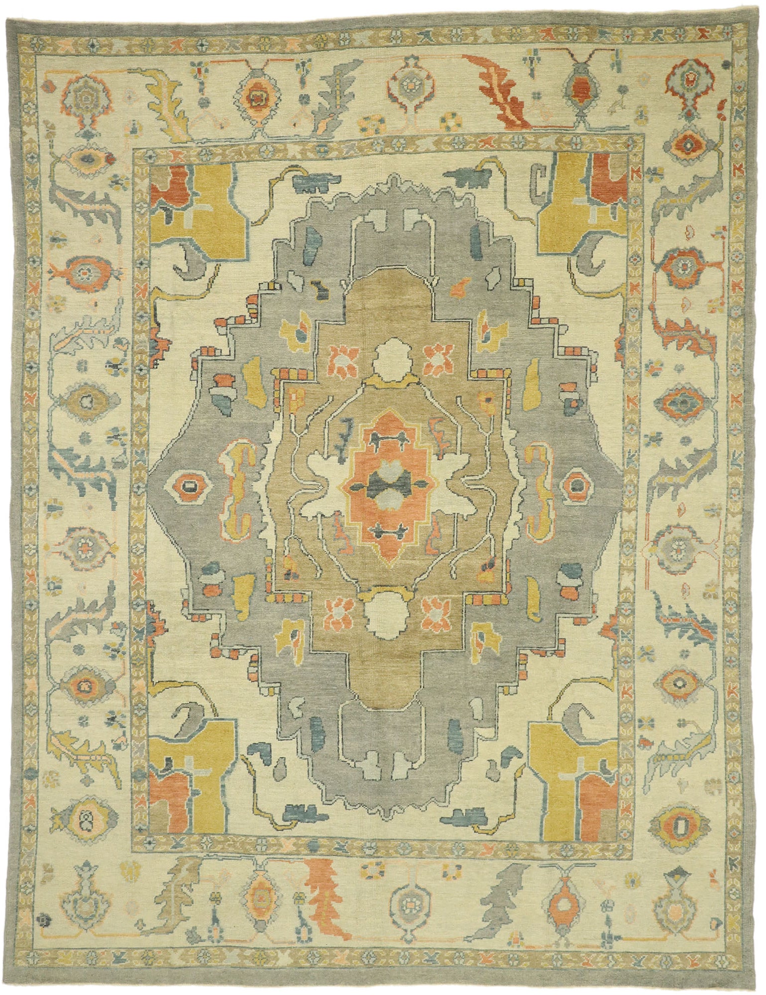 10 x 13 Earth-Tone Turkish Oushak Rug 52800