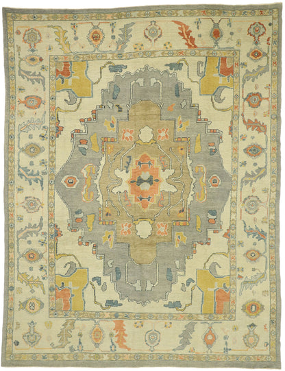 10 x 13 Earth-Tone Turkish Oushak Rug 52800
