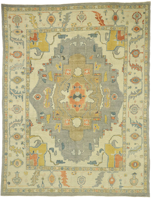 10 x 13 Earth-Tone Turkish Oushak Rug 52800