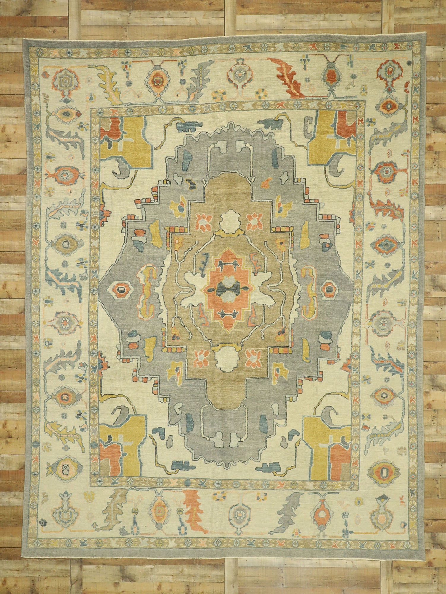 10 x 13 Earth-Tone Turkish Oushak Rug 52800