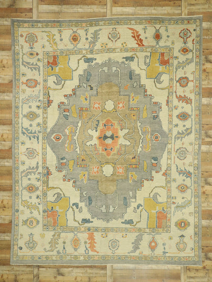 10 x 13 Earth-Tone Turkish Oushak Rug 52800