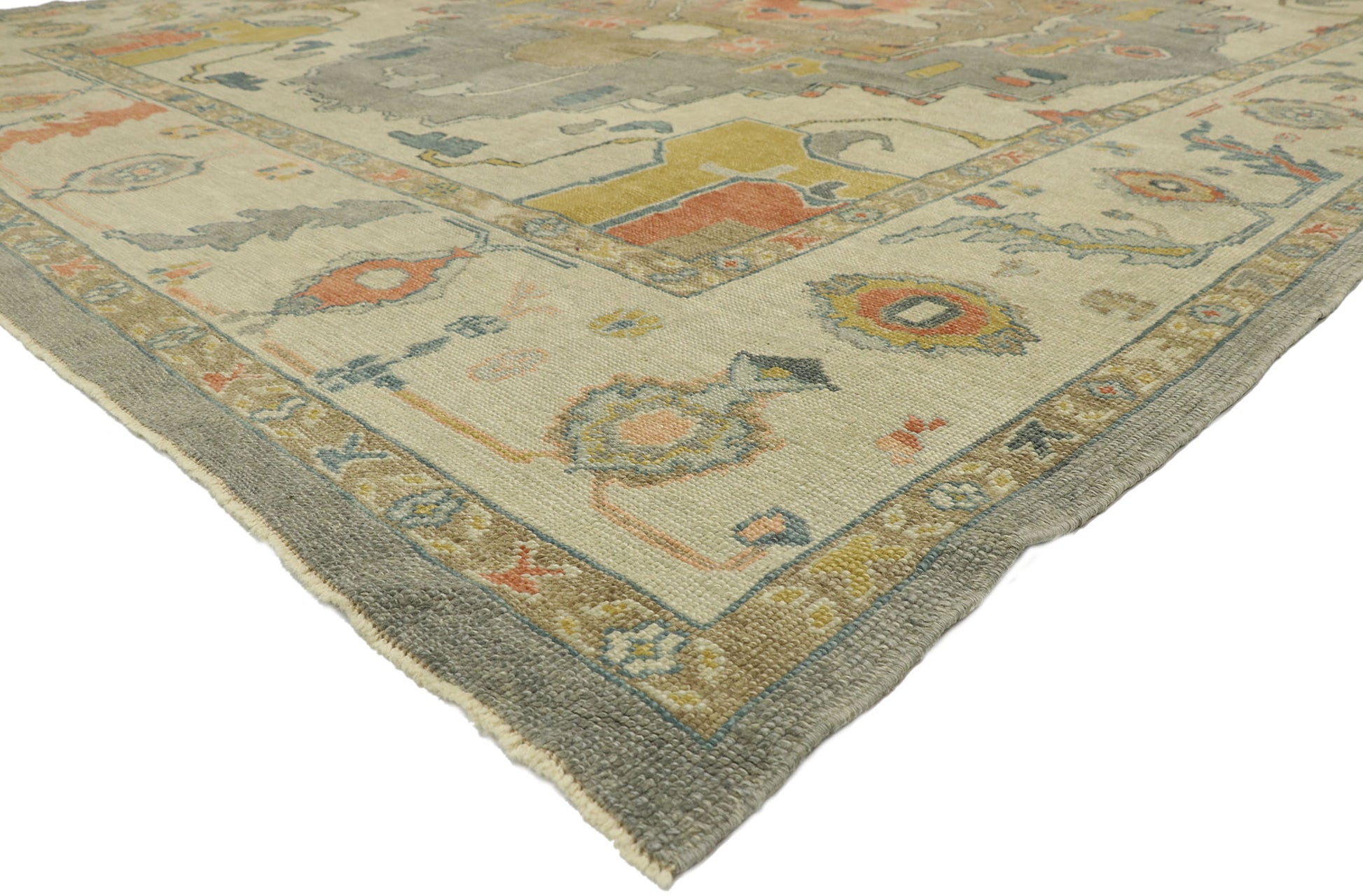 10 x 13 Earth-Tone Turkish Oushak Rug 52800