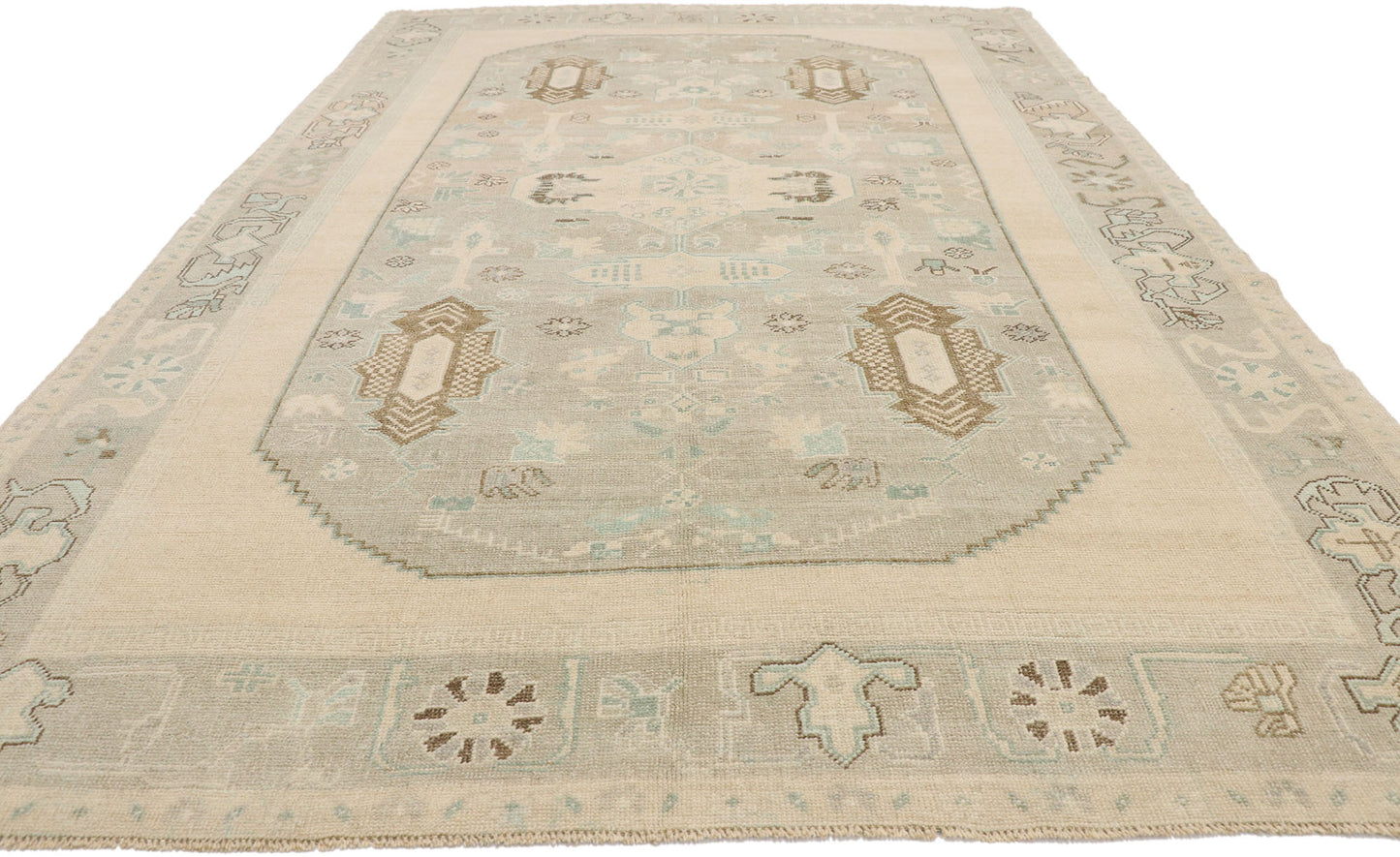 6 x 10 Vintage Turkish Oushak Rug 52808