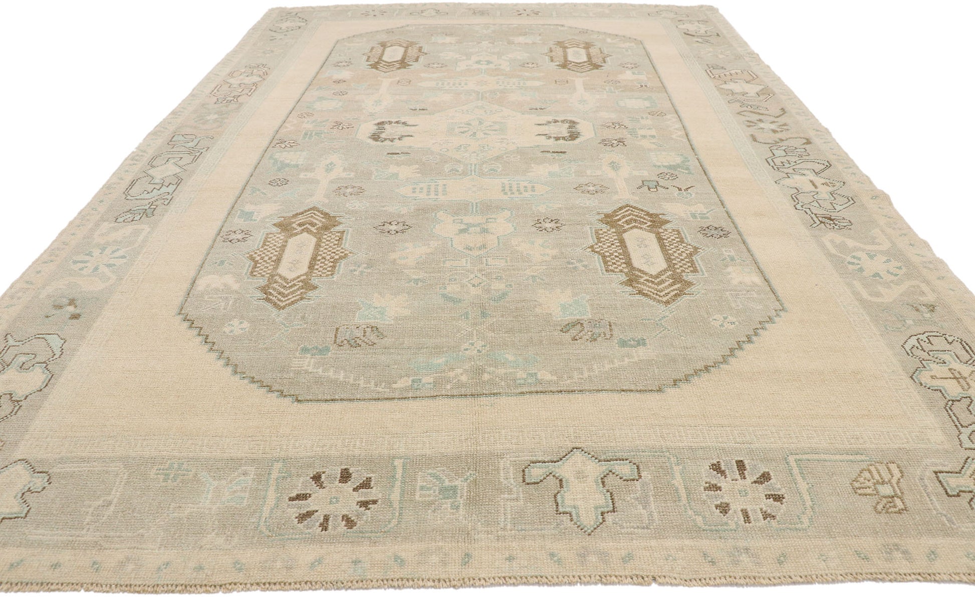 6 x 10 Vintage Turkish Oushak Rug 52808