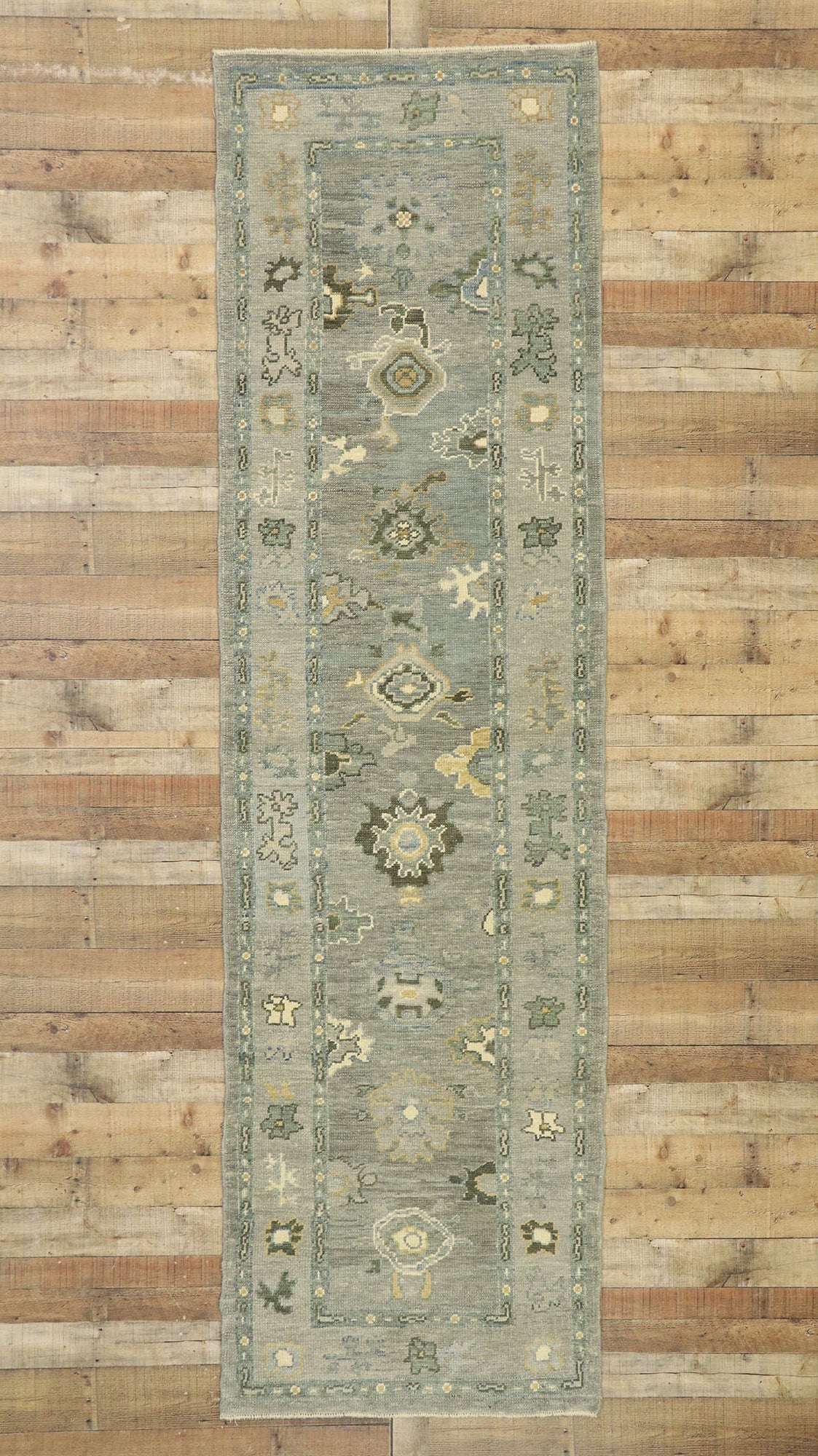 3 x 11 Gray Turkish Oushak Runner 52816