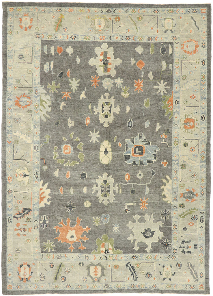 9 x 12 Earth-Tone Turkish Oushak Rug 52829