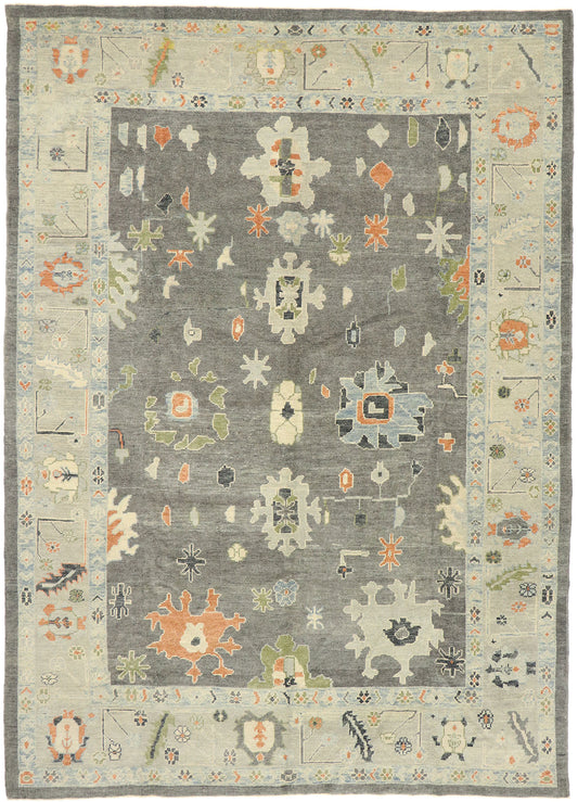 9 x 12 Earth-Tone Turkish Oushak Rug 52829