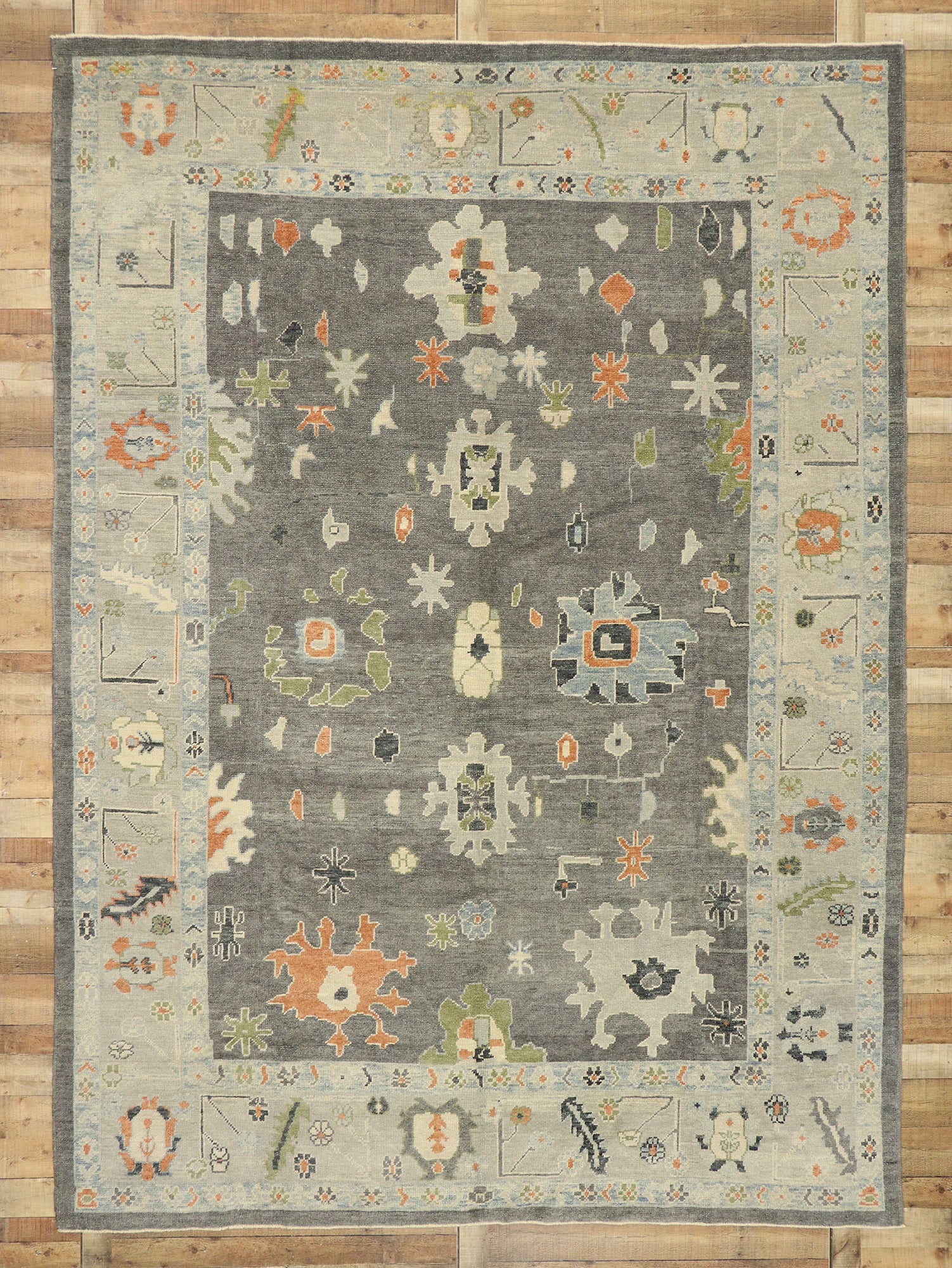 9 x 12 Earth-Tone Turkish Oushak Rug 52829