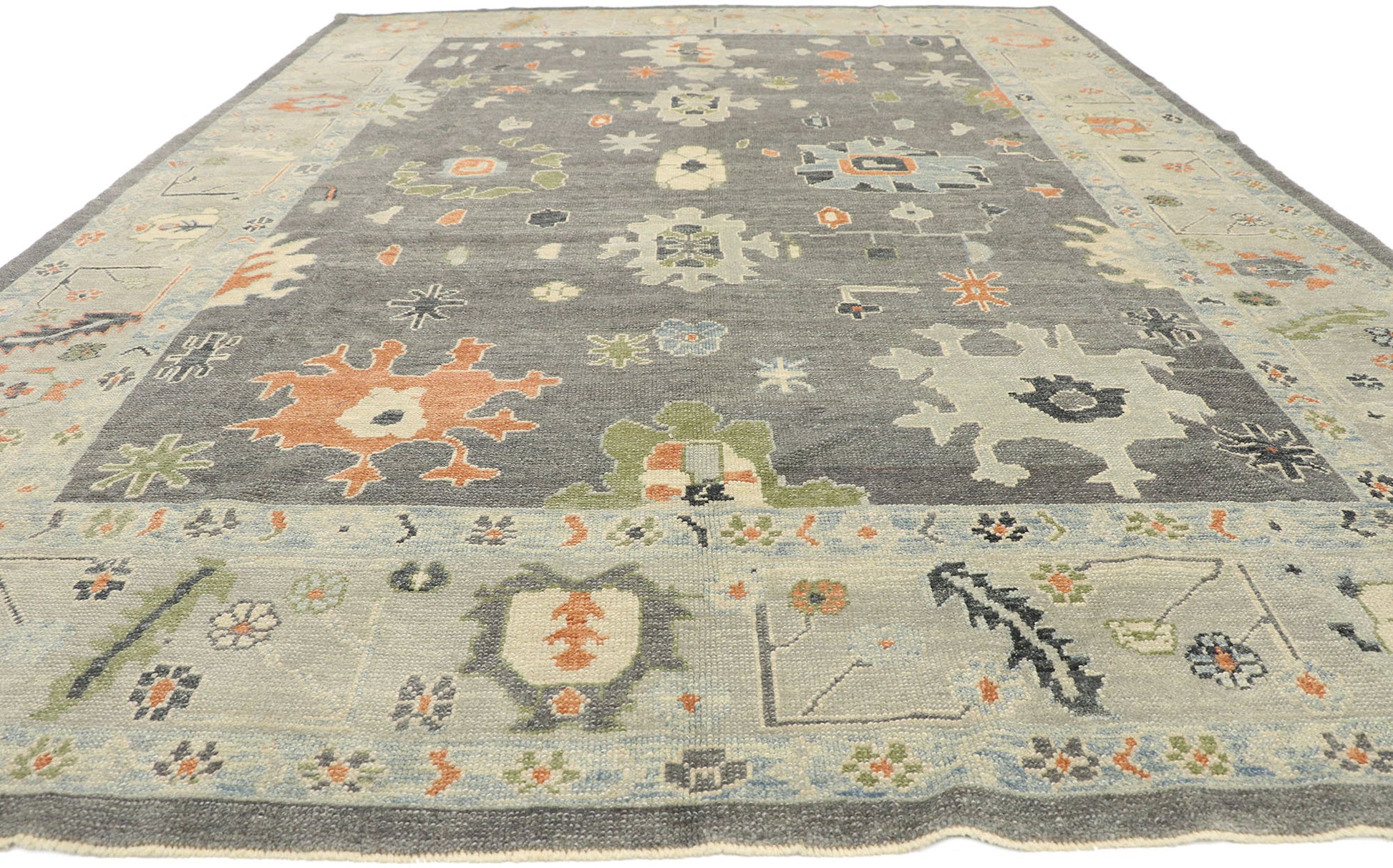 9 x 12 Earth-Tone Turkish Oushak Rug 52829