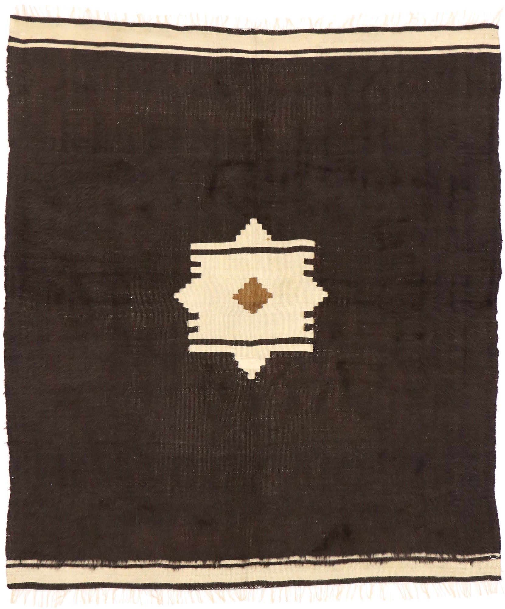 4 x 5 Vintage Turkish Angora Blanket Rug 52848