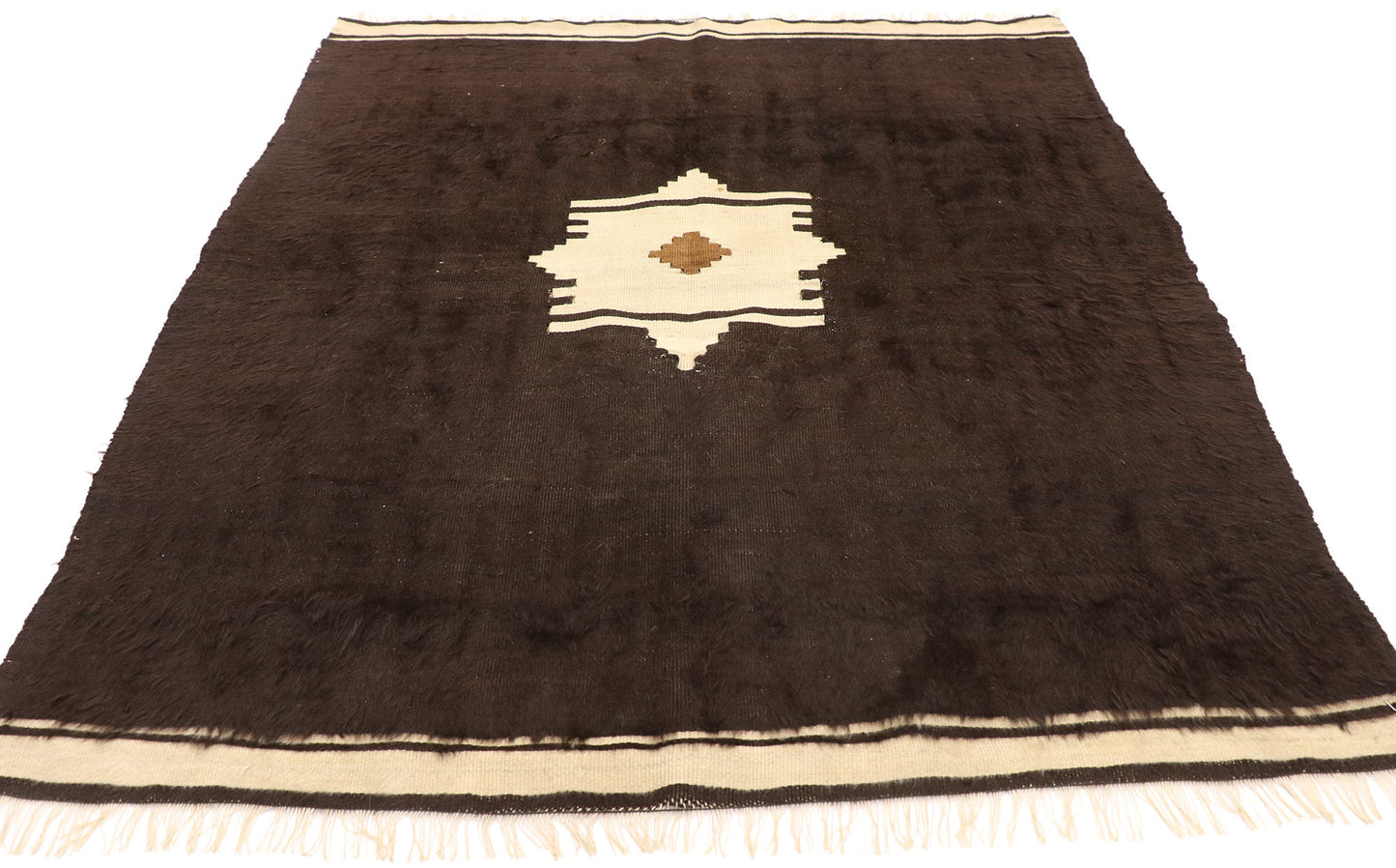4 x 5 Vintage Turkish Angora Blanket Rug 52848