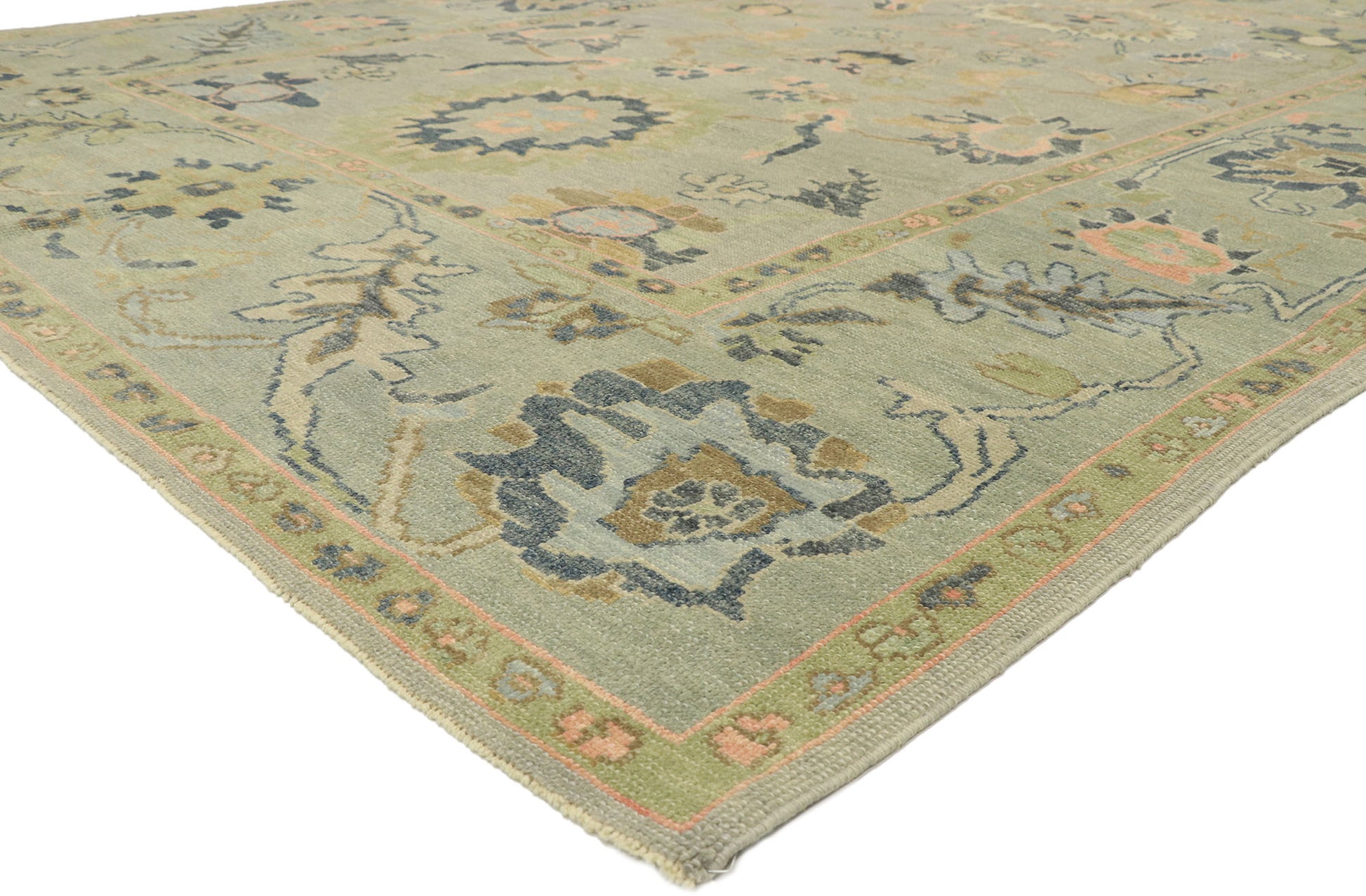 9 x 13 Pastel Turkish Oushak Rug 52913
