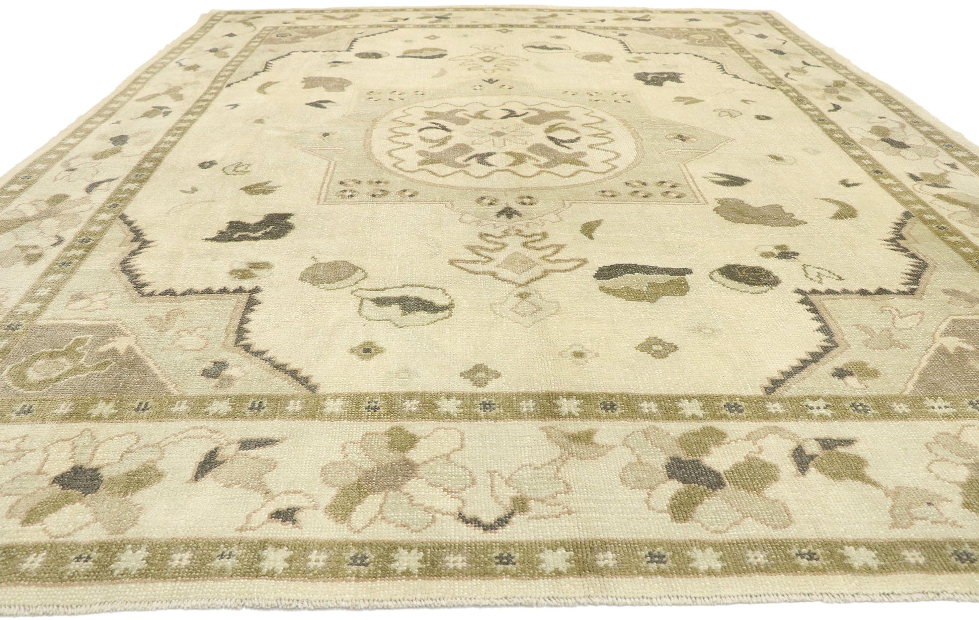 9 x 12 Earth-Tone Turkish Oushak Rug 52924