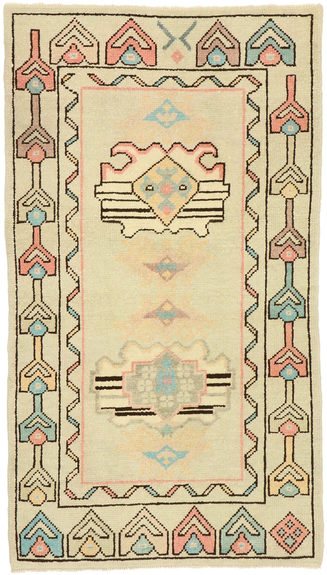 3 x 5 Vintage Turkish Oushak Rug 52926